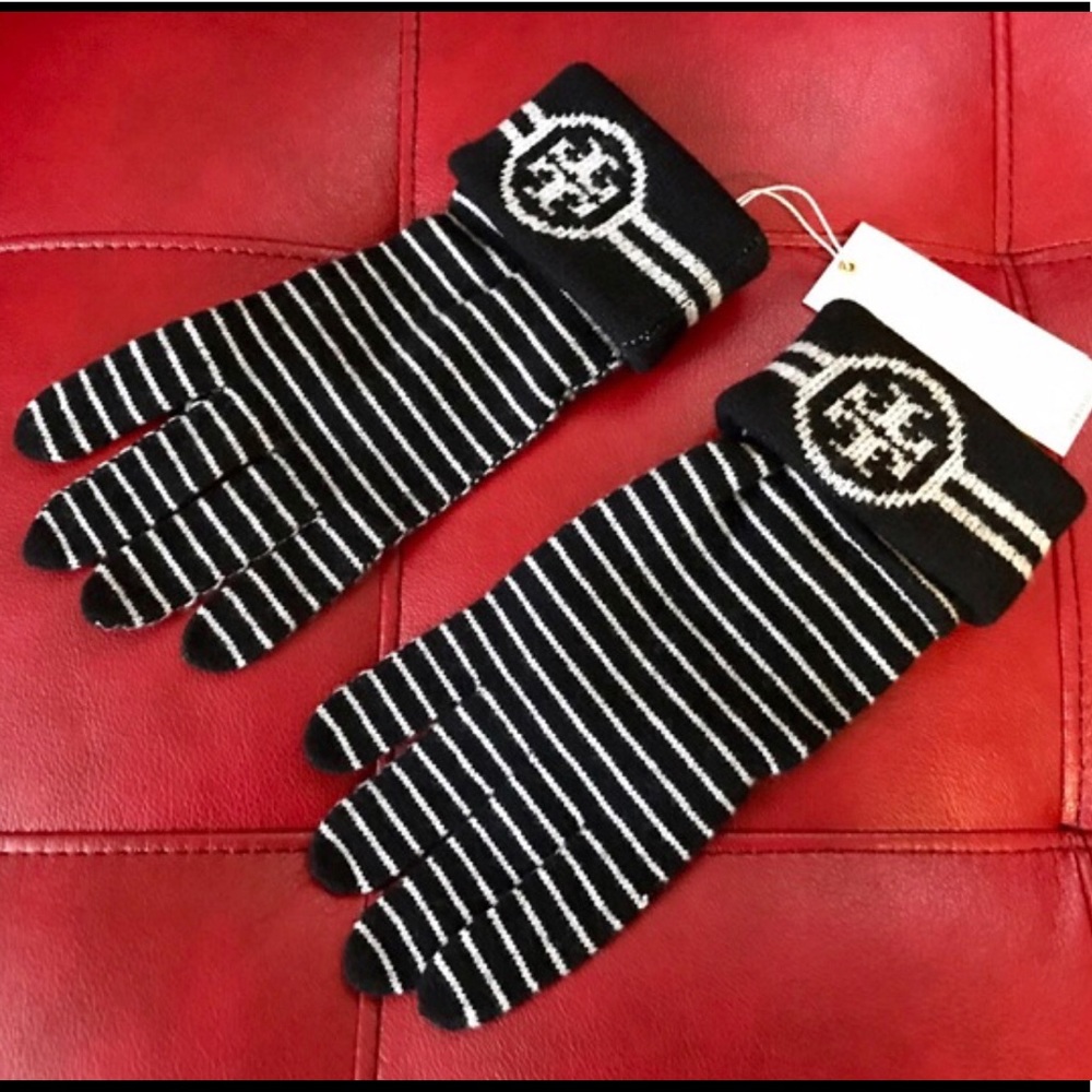 💕💕Tory Burch Striped Merino Wool Gloves